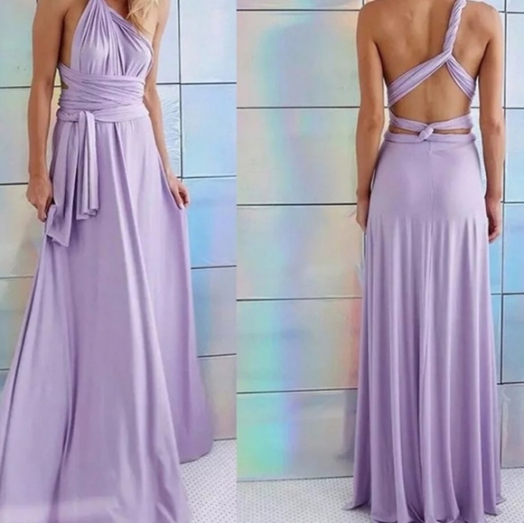 Bridesmaid Multi-Way Strap Wrap Maxi Dress - Picture 2 of 5